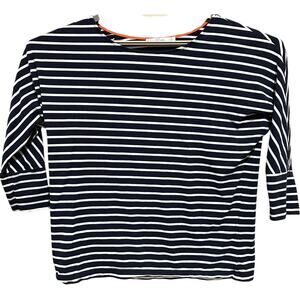 Summer Sage Womens Top XL Blue White Striped Cotton Blend Minimalist Coastal